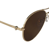 ALEXANDER MCQUEEN Metal Aviator Sunglasses, Gold/ Brown-OZNICO