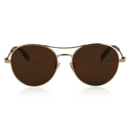 ALEXANDER MCQUEEN Aviator Shaped Sunglasses, Gold/ Green