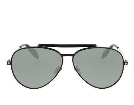 ALEXANDER MCQUEEN Piercing Pilot Frame Sunglasses, Black/ Gold