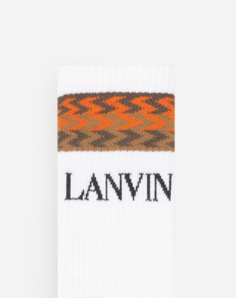LANVIN CURB SOCKS, WHITE/LIGHT BROWN