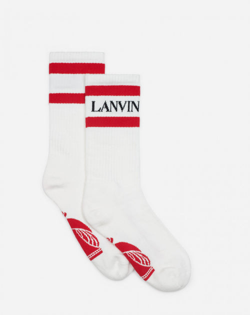 LANVIN SOCKS, WHITE/RED