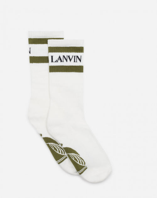 LANVIN SOCKS, WHITE/KHAKI