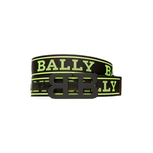 BALLY Logo Print Belt, Black