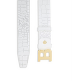 BALLY Croc-Embossed Leather Logo Belt, White-OZNICO