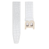 BALLY Croc-Embossed Reversible Leather Logo Belt, White-OZNICO