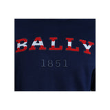 BALLY Logo Hooded Sweatshirt, Navy-OZNICO