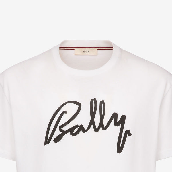 BALLY Nastro Logo T-Shirt, White-OZNICO