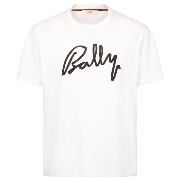 BALLY Nastro Logo T-Shirt, White-OZNICO
