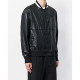 BALLY Nylon Varsity Bomber Jacket, Black-OZNICO