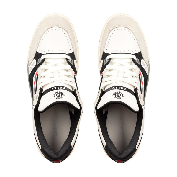 BALLY Plain Calf Leather Trainer, White/ Black-OZNICO