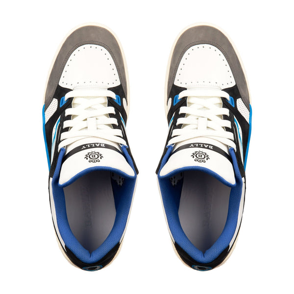 BALLY Plain Calf Leather Trainer, White/ Electric Blue
