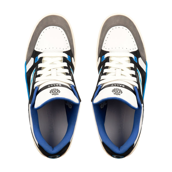 BALLY Plain Calf Leather Trainer, White/ Electric Blue-OZNICO