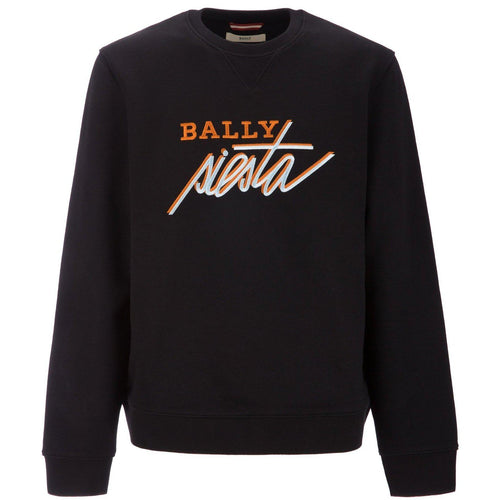 BALLY Siesta Embroidered Sweatshirt, Black-OZNICO