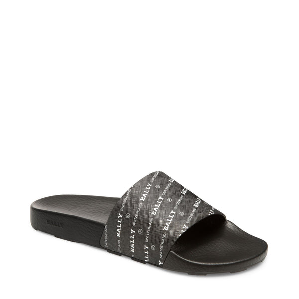 BALLY Slanter Men's Rubber Slides, Black-OZNICO