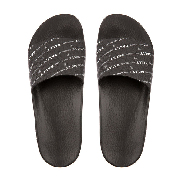 BALLY Slanter Men's Rubber Slides, Black-OZNICO