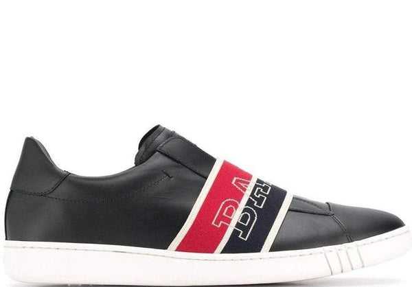 BALLY Wictor Slip On Logo Band Sneakers, Black/ Navy/ Red-OZNICO