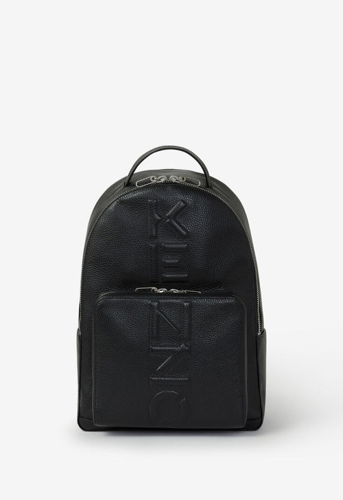 KENZO GRAINED LEATHER BACKPACK, Black