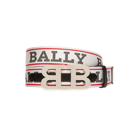 BALLY Logo Print Belt, Black