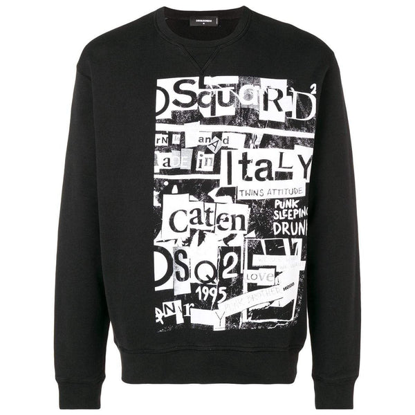 DSQUARED2 Graphic Crewneck Sweatshirt, Black-OZNICO