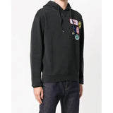 DSQUARED2 Logo Patch Hooded Sweatshirt, Black-OZNICO