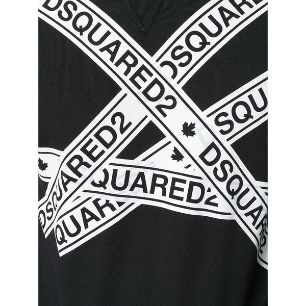 DSQUARED2 Logo Tape Print Sweatshirt, Black-OZNICO