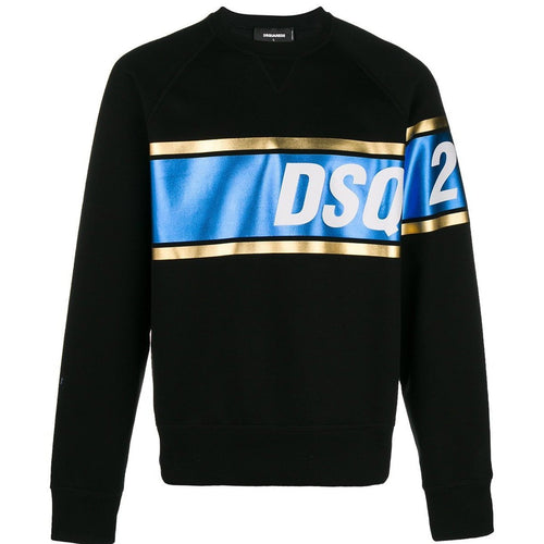 DSQUARED2 Metallic Print Logo Sweatshirt, Black-OZNICO