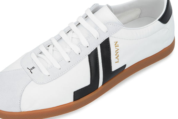 LANVIN Low Top Nylon Sneaker, White/ Black