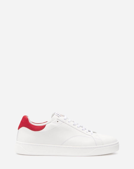 LANVIN CURB WASHED DENIM SNEAKERS, BLACK/BEIGE
