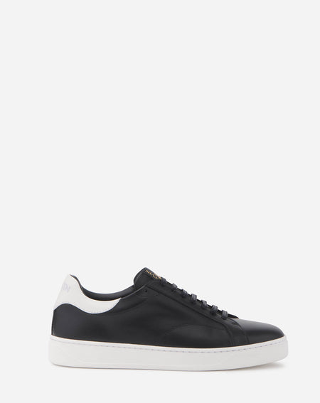 LANVIN LEATHER CURB XL LOW TOP SNEAKERS, GREY