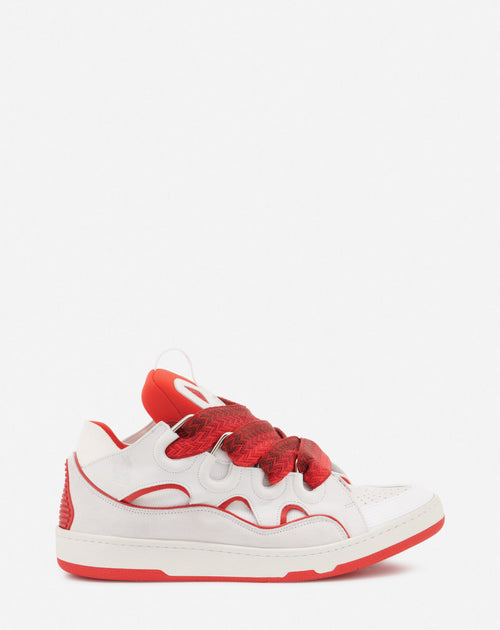 LANVIN CURB SNEAKERS, WHITE/RED