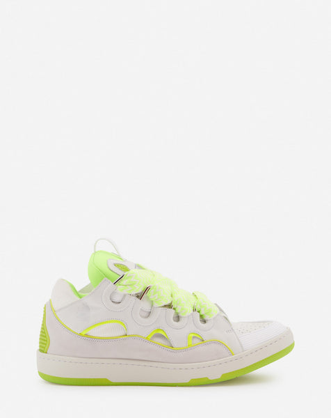 LANVIN CURB SNEAKERS, WHITE/FLUO YELLOW