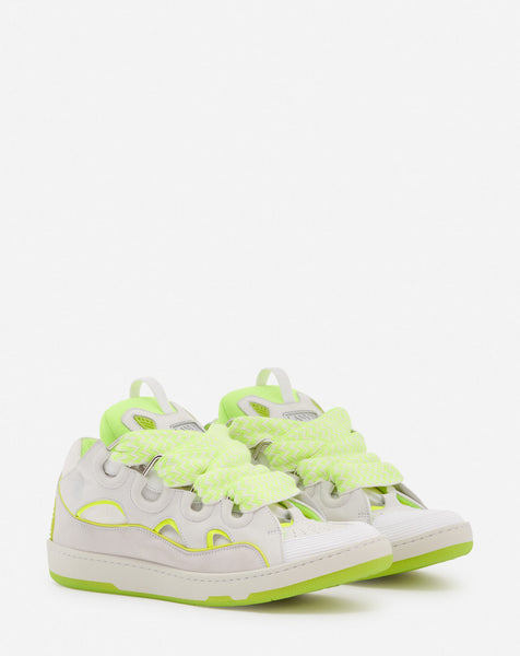 LANVIN CURB SNEAKERS, WHITE/FLUO YELLOW