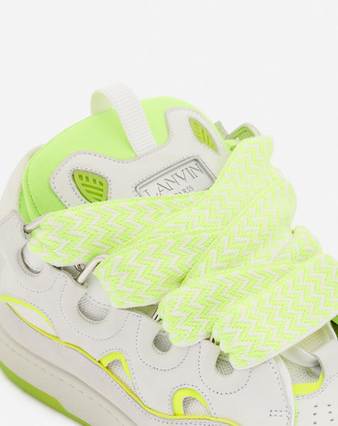 LANVIN CURB SNEAKERS, WHITE/FLUO YELLOW