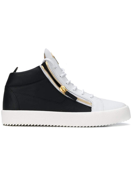 GIUSEPPE ZANOTI Side Zipped Sneakers, Black/ White-OZNICO