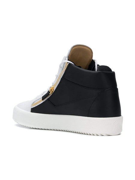 GIUSEPPE ZANOTI Side Zipped Sneakers, Black/ White-OZNICO