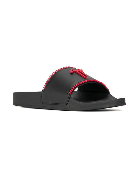 GIUSEPPE ZANOTTI Birel Zip Slides, Black/ Red-OZNICO