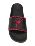 GIUSEPPE ZANOTTI Birel Zip Slides, Black/ Red-OZNICO