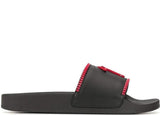 GIUSEPPE ZANOTTI Birel Zip Slides, Black/ Red-OZNICO