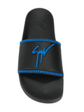 GIUSEPPE ZANOTTI Birel Zip Slides, Black/ Royal-OZNICO