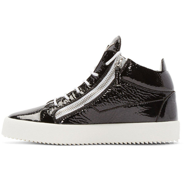 GIUSEPPE ZANOTTI Black Patent London Mid-Top Sneakers-OZNICO