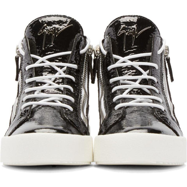 GIUSEPPE ZANOTTI Black Patent London Mid-Top Sneakers-OZNICO