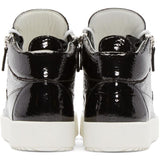 GIUSEPPE ZANOTTI Black Patent London Mid-Top Sneakers-OZNICO