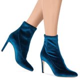 GIUSEPPE ZANOTTI Celeste Glitter Velvet Stretch Bootie, Blue-OZNICO