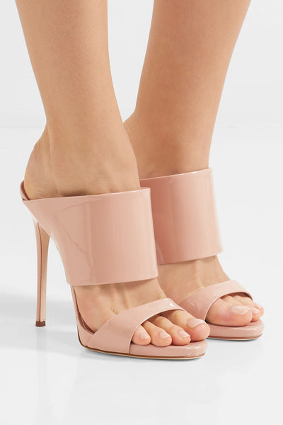 GIUSEPPE ZANOTTI Coline 110 Siutta Patent-Leather Mules, Blush-OZNICO