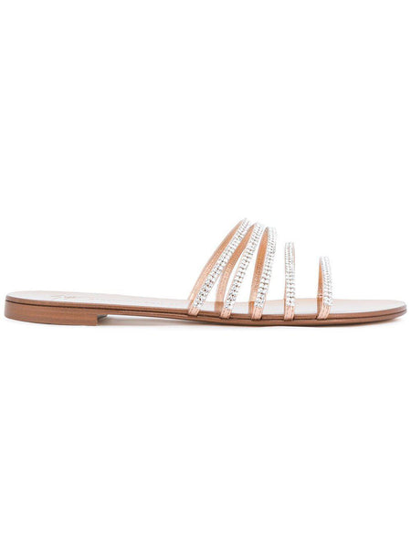 GIUSEPPE ZANOTTI Embellished Flat Sandals, Metal Ramino-OZNICO