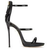 GIUSEPPE ZANOTTI Harmony 120mm Three Strap Sandal, Black-OZNICO