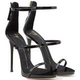 GIUSEPPE ZANOTTI Harmony 120mm Three Strap Sandal, Black-OZNICO