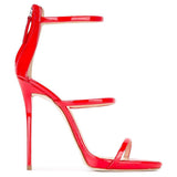 GIUSEPPE ZANOTTI Harmony 120mm Three Strap Sandal, Red-OZNICO