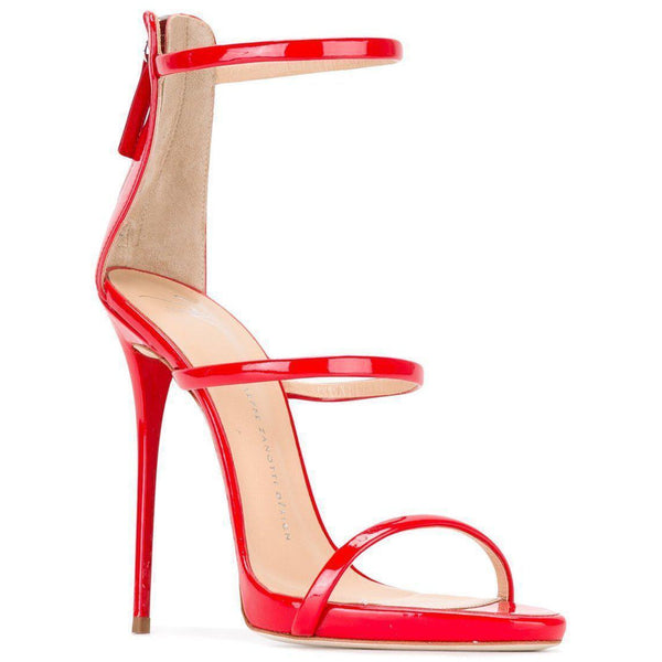 GIUSEPPE ZANOTTI Harmony 120mm Three Strap Sandal, Red-OZNICO