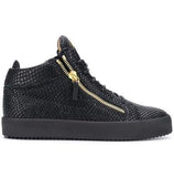 GIUSEPPE ZANOTTI Kriss Lizard-Effect Sneakers, Black-OZNICO